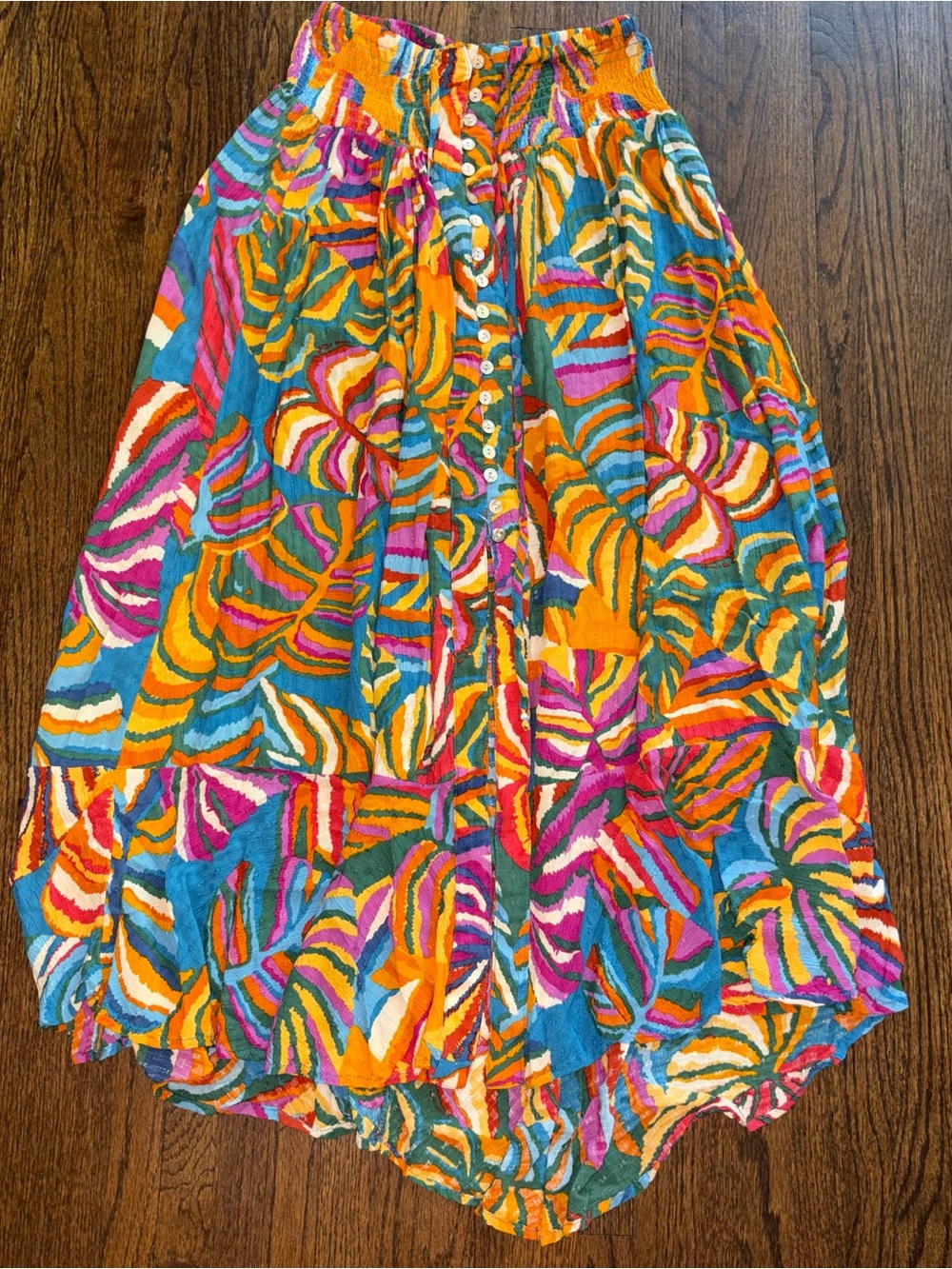 Christian Siriano Vibrant Multicolor Button-Front Maxi Skirt size S